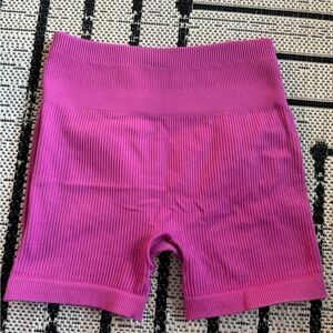 Vibrant Pink Women's High Waisted Athletic Shorts